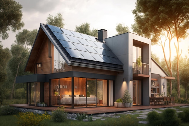 A house with solar panels on the roof