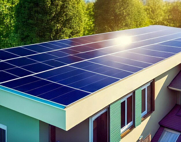 A house with solar panels on the roof