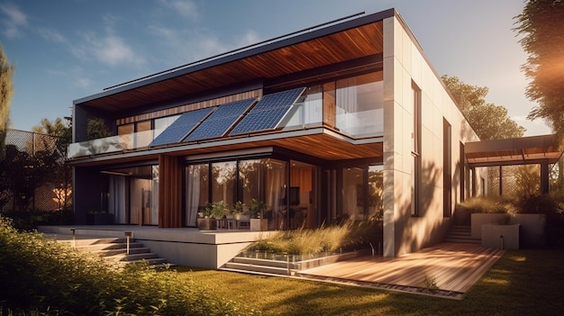 A house with solar panels on the roof