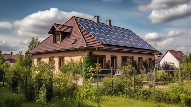 A house with solar panels on the roof