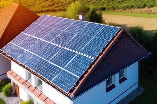 House with solar panels on the roof