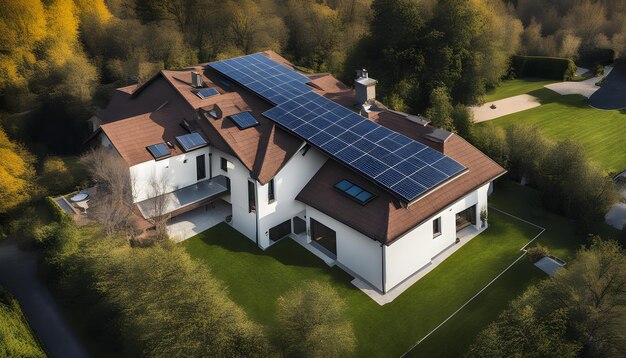Photo a house with solar panels on the roof