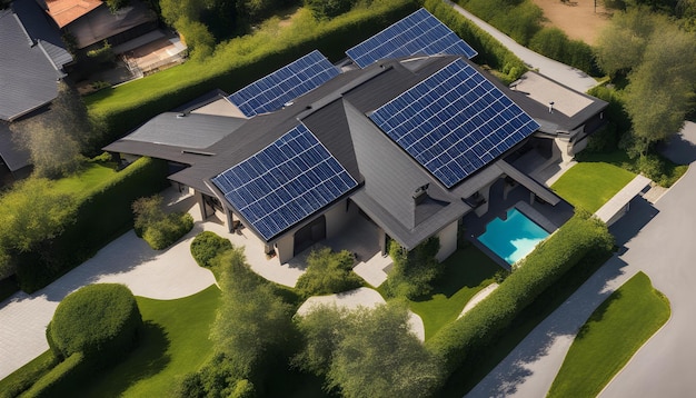 a house with solar panels on the roof