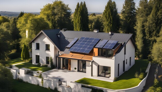 Photo a house with solar panels on the roof