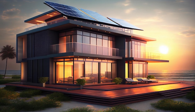 A house with solar panels