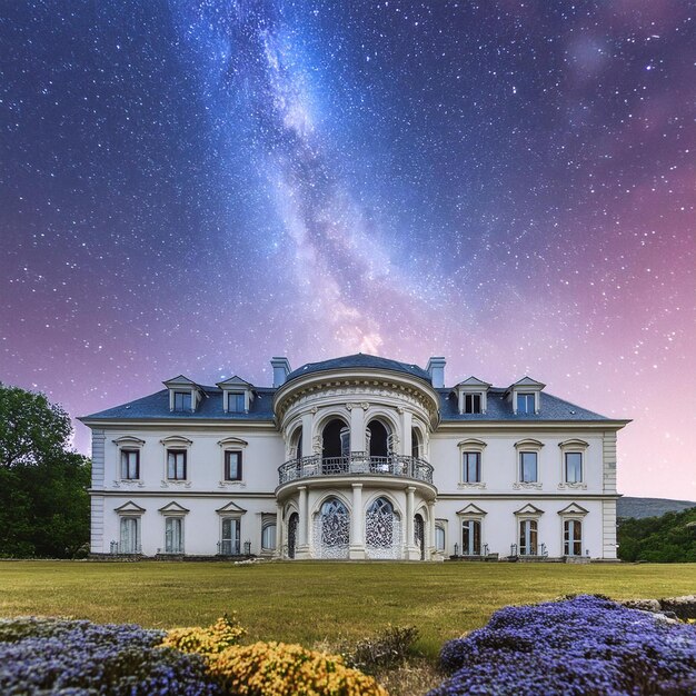 a house with a star - filled sky behind it