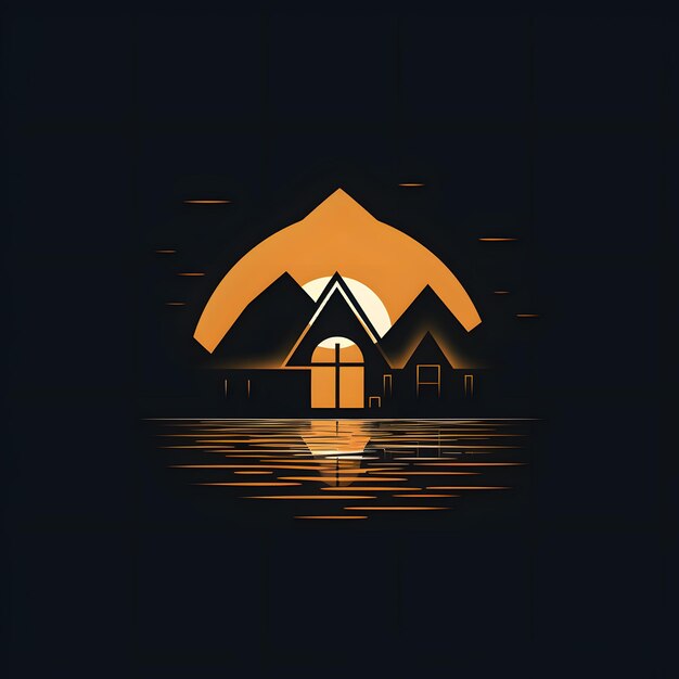 a house with a sunset behind it