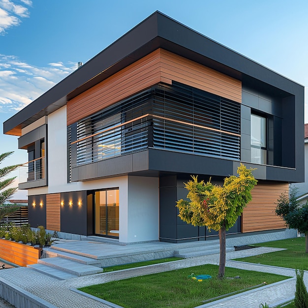 a house with a tree in front of it