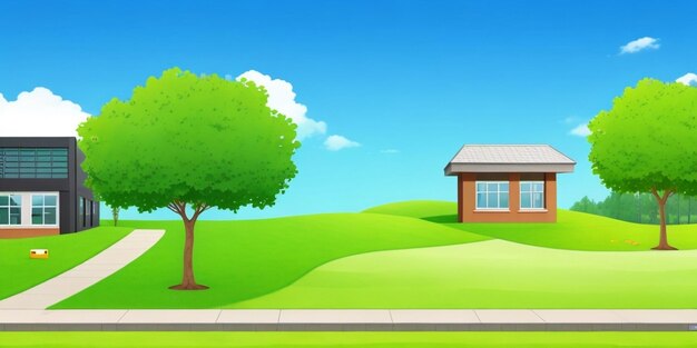 Photo a house with a tree on the lawn and a house on the background.