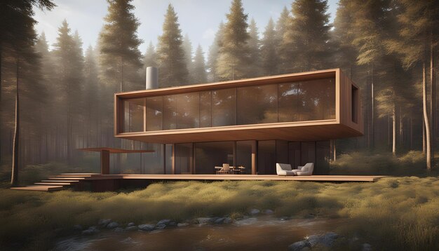 a house with a view of a forest