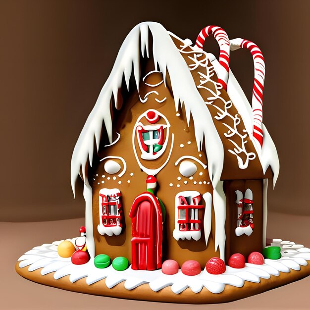 Photo a house with walls of gingerbread and a roof of