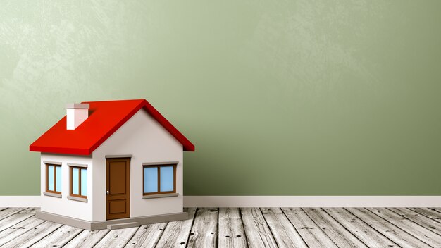 House on Wooden Floor Against Wall