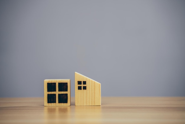 house wooden model on wooden table background