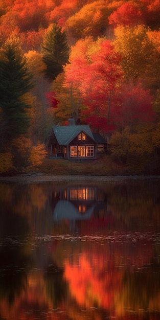 A house in the woods by the lake