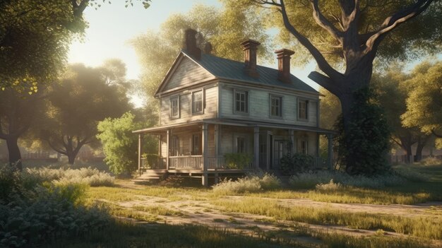 A house in the woods with the words'the house on the left side '