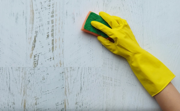 Household gloves and cleaning rag