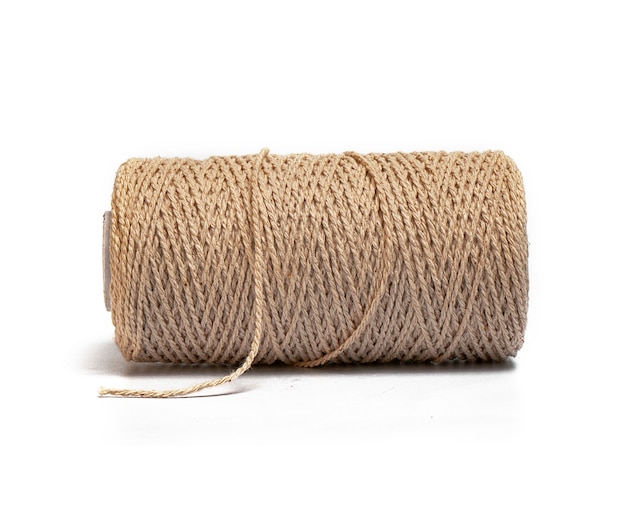 Household rope brown on white surface