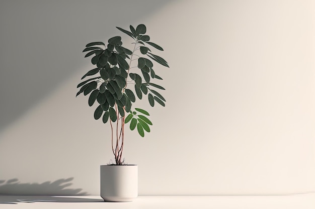 A houseplant against a white minimalist background