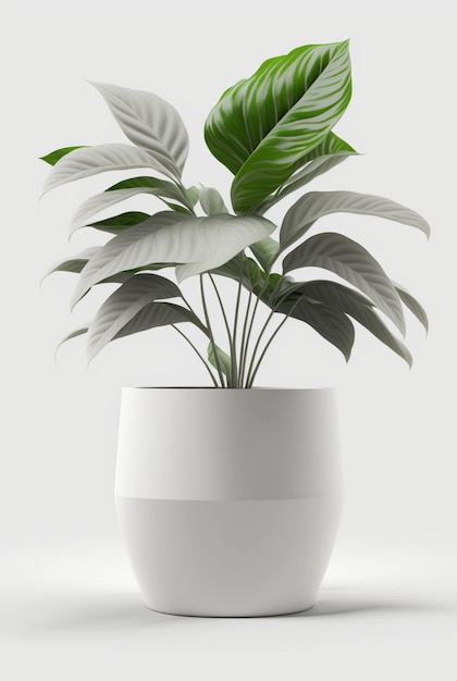 Houseplant in pot isolated white background interior design botanical concept Generative AI