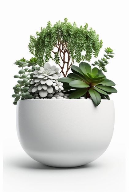 Houseplant in pot isolated white background interior design botanical concept Generative AI