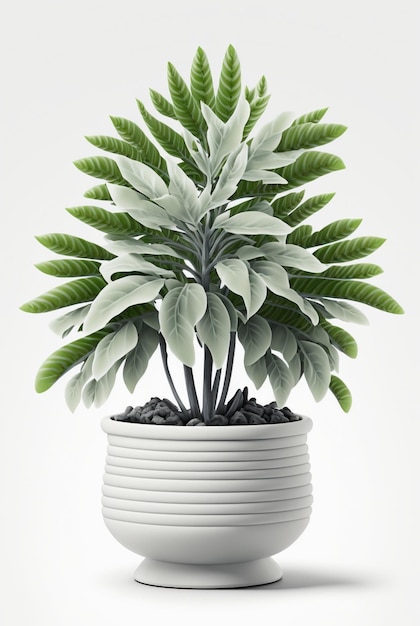 Комнатное растение в горшке на белом фоне дизайн интерьера ботаническая концепция Generative AI