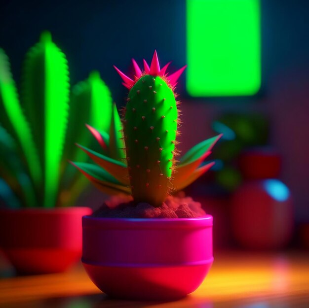 Houseplant in a pot with flowering foliage on a minimal background