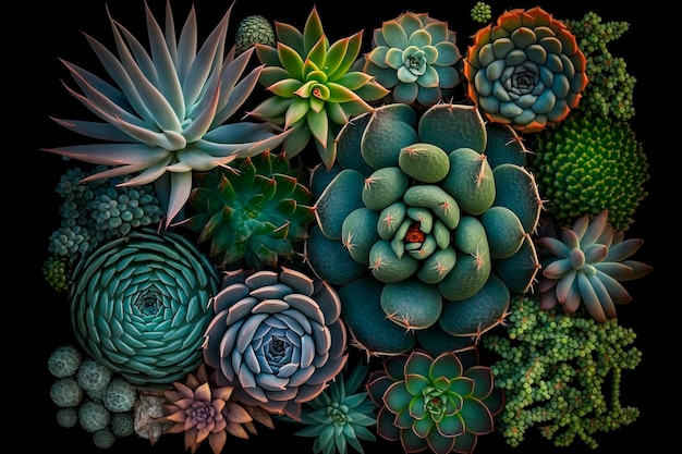 Houseplant succulents Top view Generative Ai