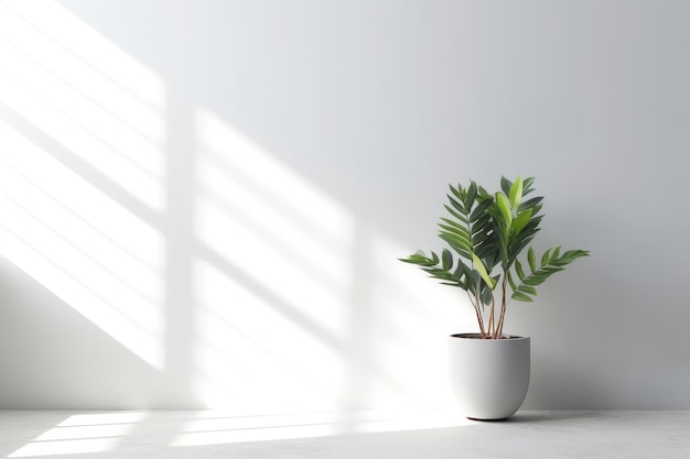 Houseplant on white wall background created with Generative AI technology