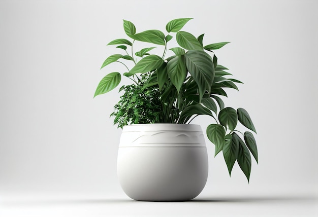 흰색 배경 3d 렌더링 생성 ai에 냄비에 houseplants