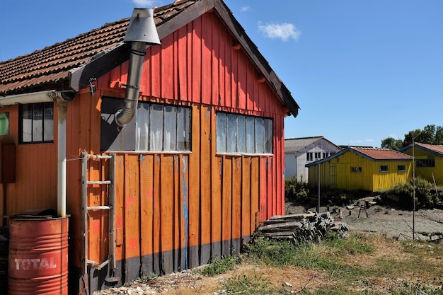 Houses against blue sky