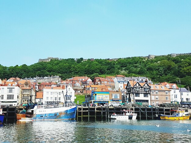 Houses against clear sky