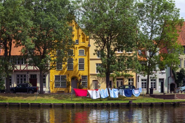 Houses on the bank of the river Trave, Lubeck