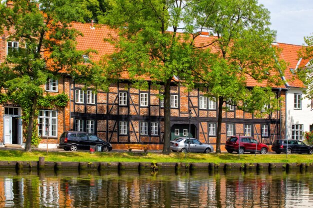 Houses on the bank of the river Trave LubeckxA