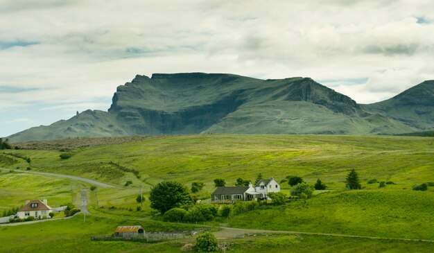 Houses on countryside landscape