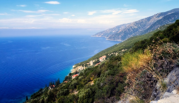 Houses on the hill at the coast