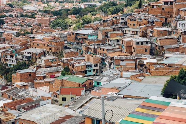 Houses on the hills of Comuna in Medellin, Columbia