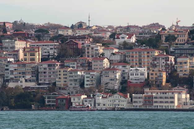 Houses in Istanbul on banks of Bosphorus Strait