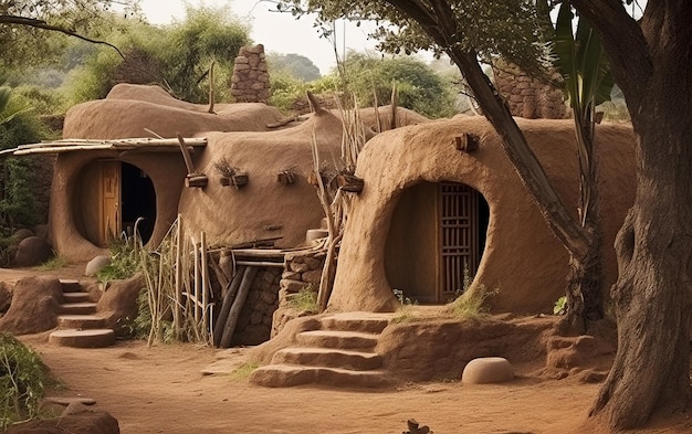 Houses Rooted in Earthy Warmth Earthen Retreats Generative AI