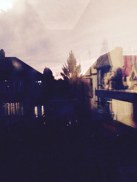 Houses seen from glass window