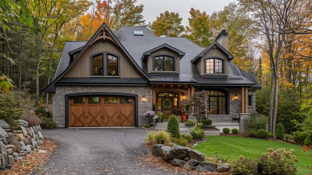 Houses in suburb at Winter in the north America Luxury houses covered nice snow