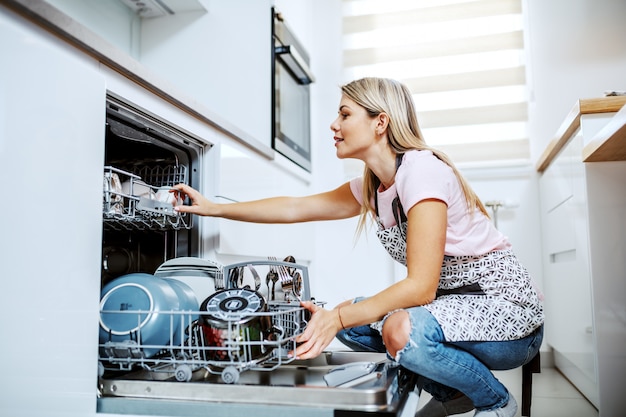 Housewife doing dishes.