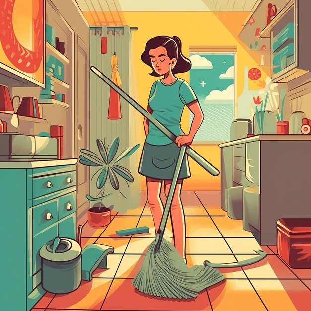 Foto illustrazione vettoriale delle faccende domestiche