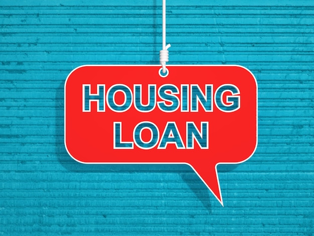 Photo housing loan text concept 3d redered image