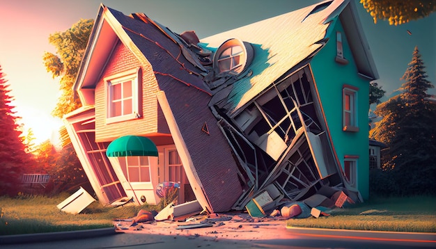Housing market crash broken house Generative AI