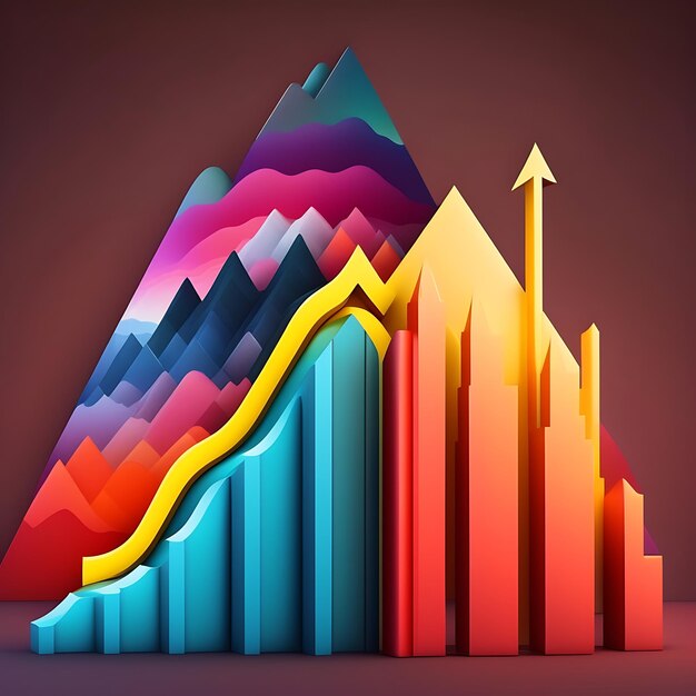 Housing market crash Business concept profits drop Graph peaks and valley Profit and loss