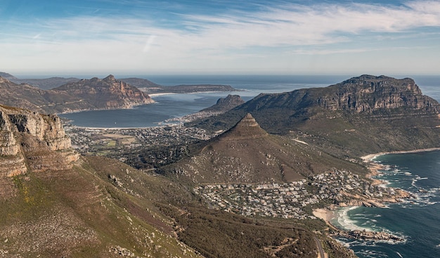 헬리콥터에서 촬영한 Hout Bay Cape Town 조감도