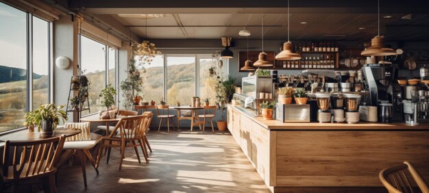 Foto hout café koffie winkel restaurant ai