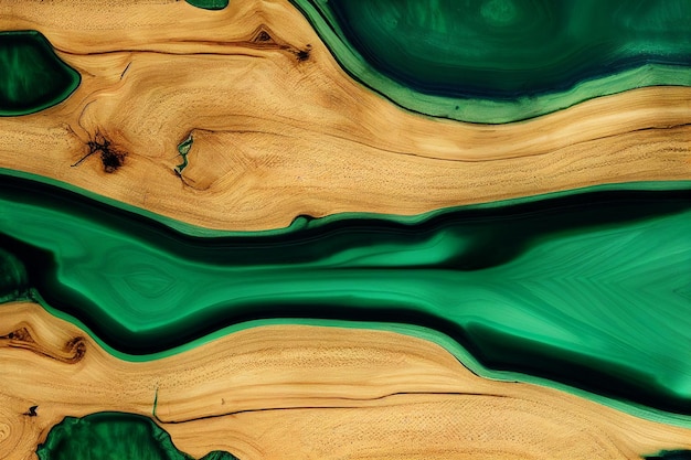 Hout en groene epoxyhars textuur