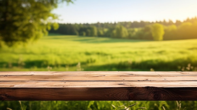 hout houten tafel en gras achtergrond natuur