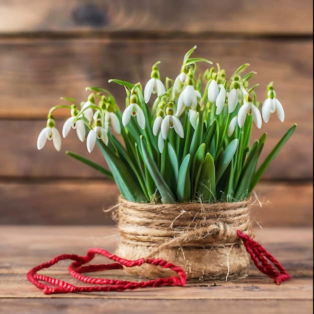 Houten achtergrond voor felicitaties feest Martisor Baba Marta lente dag ai gegenereerd